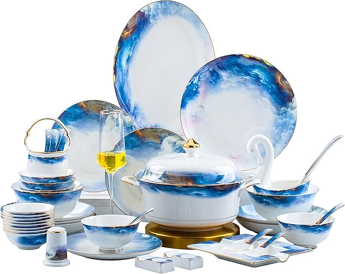 70 Pcs Top Ceramic Bone China Dinnerware Set Fine China Dinnerware Sets Ceramic Tableware Set Chinese Gifts