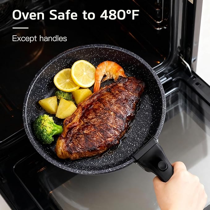 GiPP Ceramic Pots and Pans Set Non Stick Nonstick Detachable Handle Cookware Sets Healthy Non Toxic PFAS PFOA &amp PTFE Free Dishwasher ＆Oven Safe Induction Kitchen Pot and Pan 17 Piece Gray