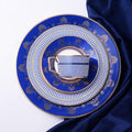 European Style Dinnerware Set Service for 6 Bone China Dinnerware Sets Unbreakable Porcelain Dinner Sets Coffee Cup and Saucer Tableware Set Steak Dinner Plates Dish Set Lan Yaojin-07