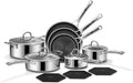 SNOWCLAD Pots and Pans Set Non Stick 14 Pcs Hybrid Stainless Steel Cookware Sets Non Stick Frying Pans Saucepans Saute Pan &amp Stock Pot PFOA Free Kitchen SkilletInduction Compatible