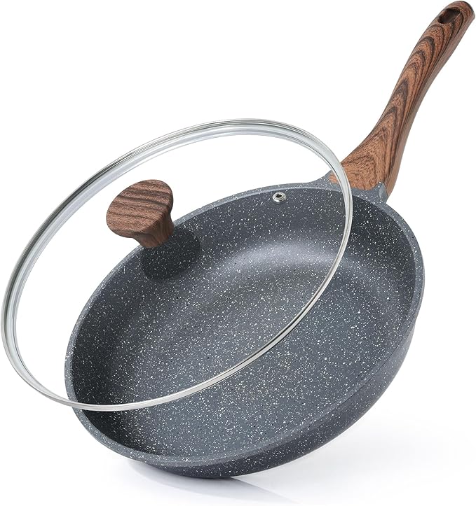 SENSARTE 17 Piece Nonstick Cookware Set includes 10 Inch Omelet Pan with Lid Induction Compatible Frying Pan Skillet