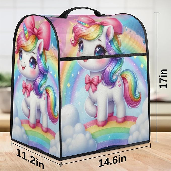 cfpolar Kitchen Aid Mixer Cover Compatible with 6-8 Quarts Unicorn Rainbow Bow Stand Mixer Cover Kitchen Aid Mixers Accessories Appliance Organizer Bag Dust Covers with Zipper Pocket