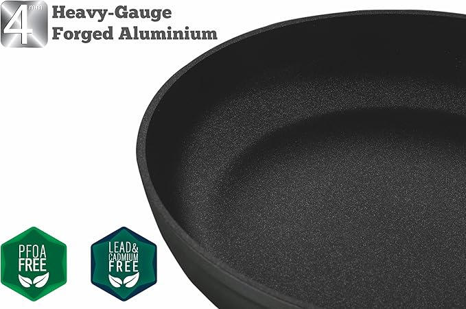 SAFLON Titanium Nonstick 8-Inch and 9.5-Inch Fry Pan Set 4mm Forged Aluminum with PFOA Free Scratch-Resistant Coating from England Dishwasher Safe