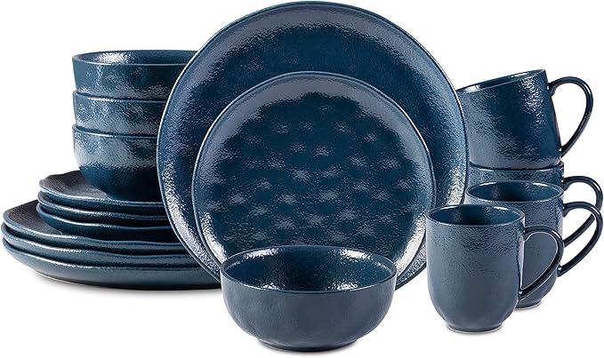16-Piece Dinnerware Set Service for 4 Plates and Bowls Set Microwave and Dishwasher SafeScratch Resistant Grey