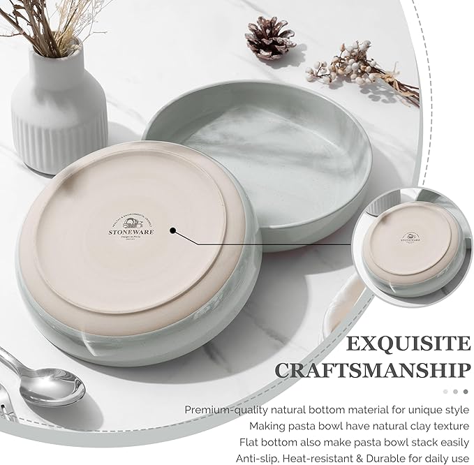 HaWare Dinnerware Sets 16-Piece Stoneware Plates and Bowls Set for 4 Ceramic Dish Set for Home Restaurant Chip and Scratch Resistant Microwave and Dishwasher Safe Speckled Misty Grey