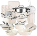 GOTHAM STEEL Hammered 20Pcs Ceramic Cookware Set Nonstick Induction Pots and Pans Set Non Stick with Deep Fry Pan Steamer and Bakeware Non Toxic PFOA PFOS Free Oven &amp Dishwasher Safe
