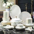 Bone China Dinner Set Porcelain White Dinnerware Kitchen Dinning Round Tableware Combination Set with Cereal Bowls Dessert Plates and Soup Plates (68 Pieces Service for 10 People)