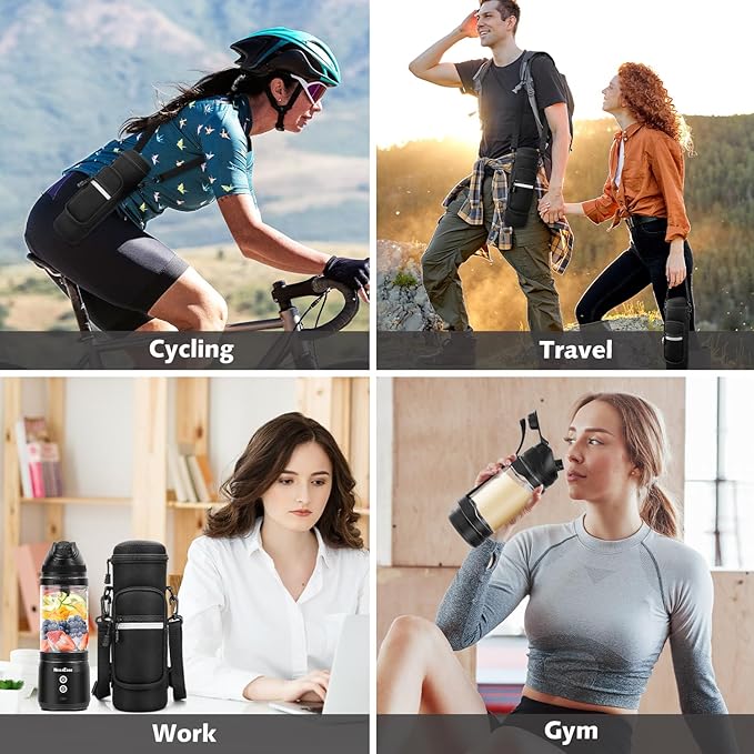 Portable Blender with Insulated Carrying Case &amp Recipe Book for Shakes and Smoothies 24 OZ Personal Juicer Electric Protein Shaker Bottle Mini Small Blender Cup with USB-C Rechargeable Travel L