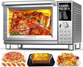 Nuwave Bravo Pro Smart Toaster Oven Countertop True Air Fryer Combo w/Improved 100% Convection 35% Crispier 112 Presets Customizable Pizza Zones Integrated Probe PFAS Free 30QT Stainless Steel
