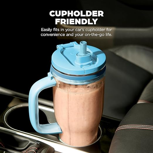Ninja Blendboss™ | Personal Blender for Smoothies &amp Frozen Drinks | 26oz Travel Tumbler with LeakProof Lid Chug Spout &amp Detachable Straw | Auto-iQ Technology | Blue Raspberry | DB351BL