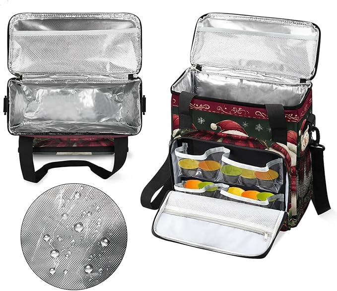 Snowman Coffee Maker Travel Bag Christmas Xmas Snowman Insulated Grocery Bag Travel Picnic Leakproof Cooler Bags With Shoulder Strap