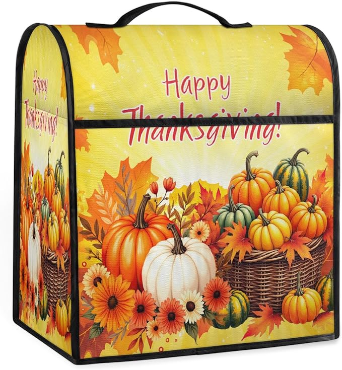 cfpolar Kitchen Aid Mixer Cover Compatible with 6-8 Quarts Thanksgiving Pumpkin Sunflower Stand Mixer Cover Kitchen Aid Mixers Accessories Appliance Organizer Bag Dust Covers with Zipper Pocket
