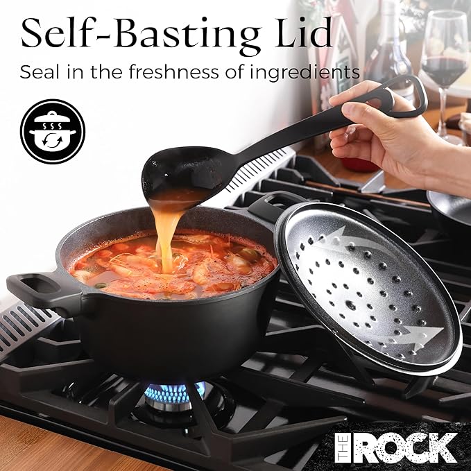 THE ROCK 1TSP 13PCS Cookware Set – Pots and Pans Set Non Stick with ROCK.TEC – Nothing Sticks Never Warps Lasts Longer – Healthy Multifunctional All-in-One Fry Pan Saucepan Stockpot &amp More