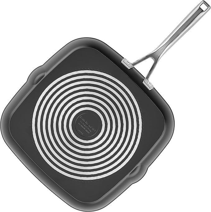 KitchenAid Hard Anodized Induction Nonstick Square Grill Pan/Griddle with Pouring Spouts 11.25 Inch Matte Black