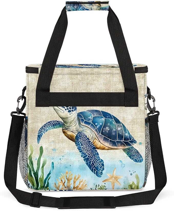 Turtles Coffee Maker Travel Bag Animal Print Turtle Insulated Grocery Bag Travel Picnic Leakproof Cooler Bags With Shoulder Strap