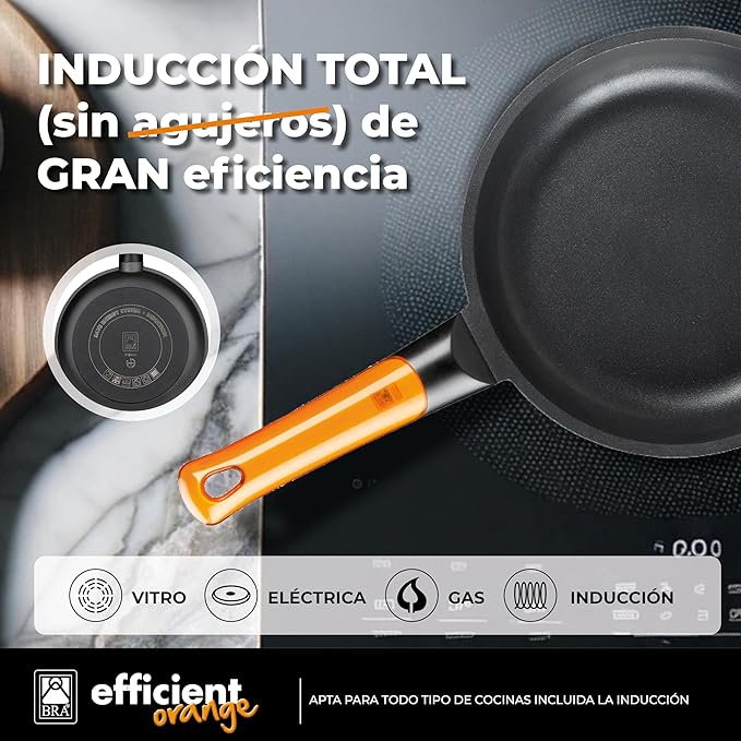 Braisogona Efficient Aluminium 3 Frying Pans Set Orange
