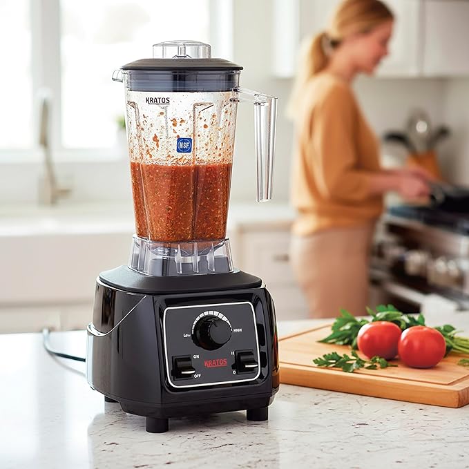 Kratos Commercial 3.5 HP Variable Speed Blender Pulse Feature 64 oz. Jar 120V 1800W NEMA 5-15P Plug Black Countertop Professional Blender (29B-005)