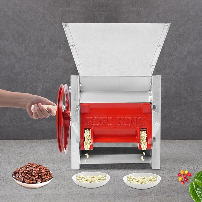 Manual Coffee Bean Peeling Machine 304 Stainless Steel Hand Crank Coffee Beans Shelling MachineCommercial Beans Peeler for Farms Homes