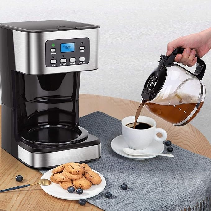Coffee Maker Coffee Makers with Timer Djustable Keep Warm Plate Water Window for Maximum Flavor Kitchen Essentials