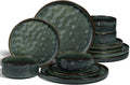 Vesteel Dinnerware Sets 12-Piece Stoneware Plates and Bowls Set Dishes Set for 4 Elegant Ceramic Dinnerware for Home Restaurant - Sage Green