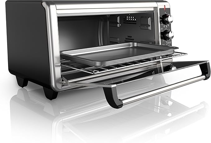 BLACK+DECKER TO3250XSBD 8-Slice Extra Wide Convection Countertop Toaster Oven Includes Bake Pan Broil Rack &amp Toasting Rack Stainless Steel/Black