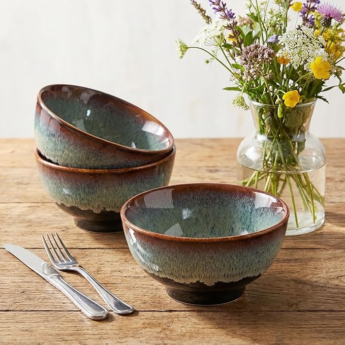 17oz Ceramic Soup &amp Cereal Bowls Set of 6 Dishwasher &amp Microwave Safe