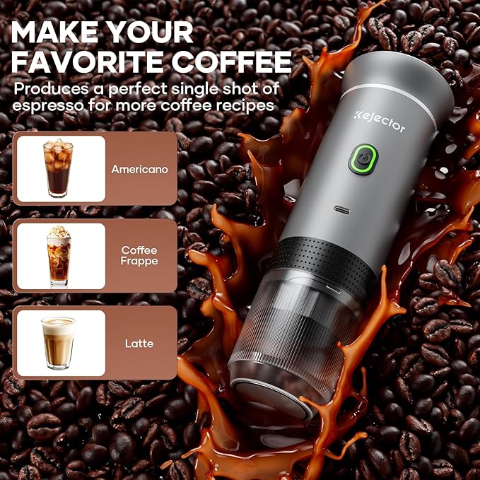 kejector Portable Coffee Maker Espresso Machine for Travel Nano Car Coffee Maker Compatible with Ground Coffee &amp Capsule for RV Hiking Camping Office Travel Espresso Maker Electric Coffee Machin