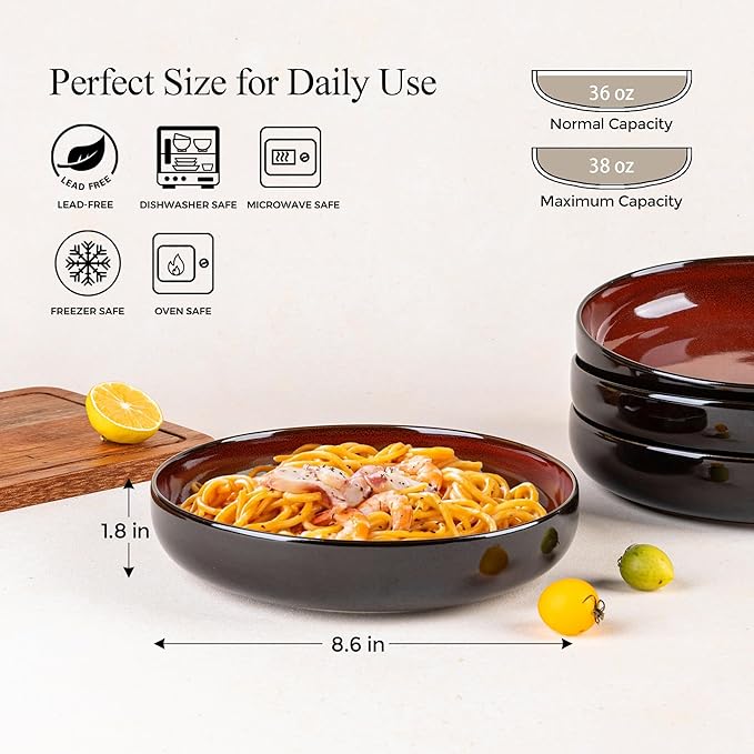 LERATIO Ceramic Dinnerware Sets for 6Stoneware Coupe Plates and Bowls SetsHighly Chip and Crack Resistant | Dishwasher &amp Microwave &amp Oven Safe Dishes setReactive Glaze Dinnerware- Service f