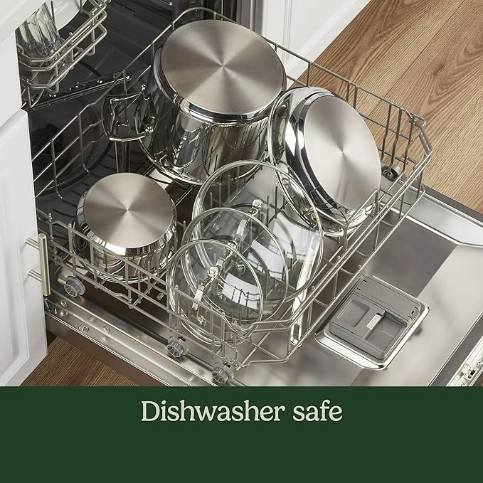 13-Piece Stainless Steel Cookware Set with Glass Lids and Kitchen Utensils