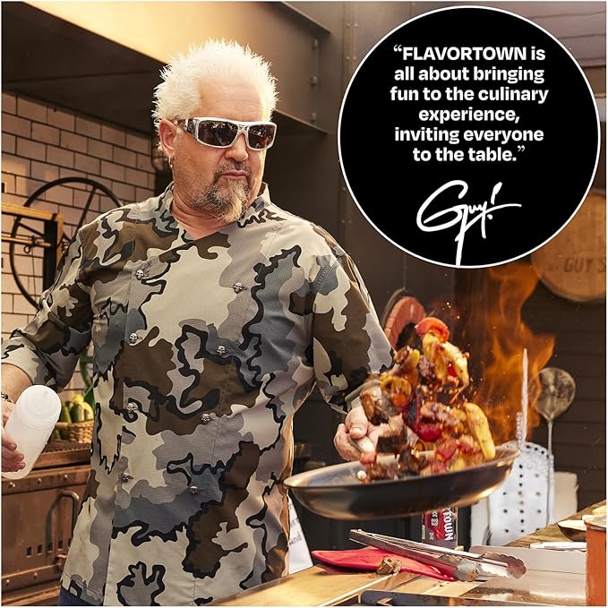 Guy Fieri's Flavortown Laser Titanium 12” Fry Pan with Lid - Non-stick Cookware Without PFAS PTFE or PFOA 3x More Durable Dishwasher Safe Oven Safe