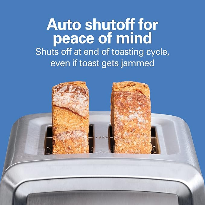 Hamilton Beach 2 Slice Toaster with Extra-Wide SlotsBagel SettingToast BoostSlide-Out Crumb TrayAuto-Shutoff &amp Cancel ButtonDefrost FunctionStainless Steel (22794)(Pack of 2)