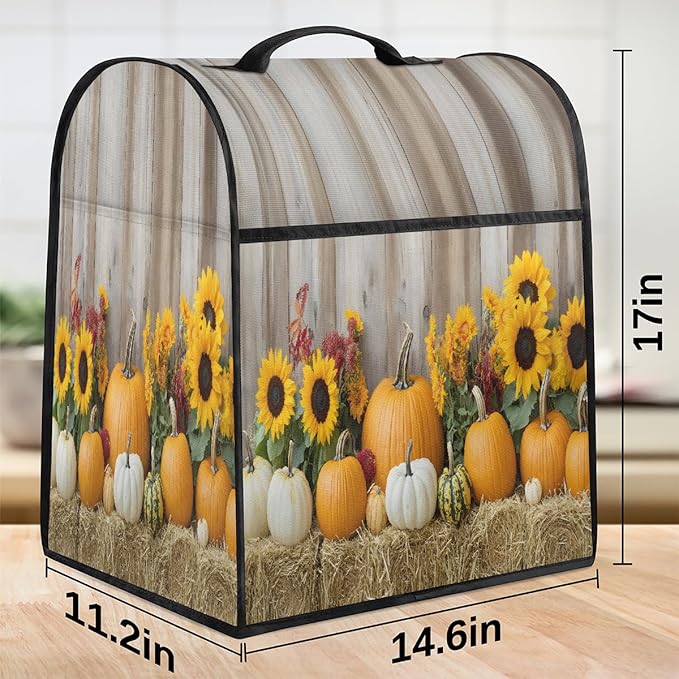 cfpolar Kitchen Aid Mixer Cover Compatible with 6-8 Quarts Pumpkin Sunflower Retro Stand Mixer Cover Kitchen Aid Mixers Accessories Appliance Organizer Bag Dust Covers with Zipper Pocket