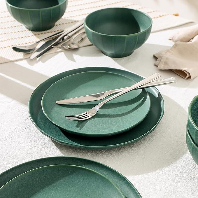 Stone Lain Rio 12-Piece Dinnerware Set Stoneware Green