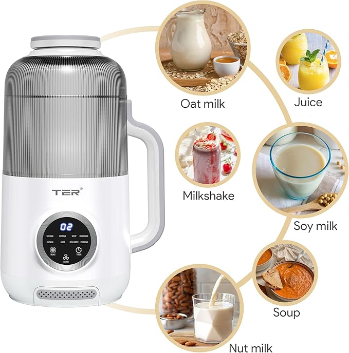 40oz Nut Milk Maker Machine 10 in 1 Automatic Soy Milk Maker for Homemade Almond Oat Soup Plant-Based Soybean Machine with Delay Start/Keep Warm/Boil Water/Self Cleaning/Quiet Blender White