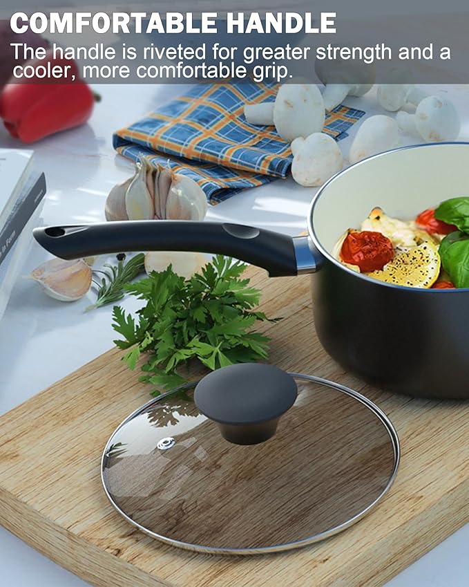 Cook N Home Pots And Pans Set Nonstick 10 Piece Ceramic Cookware Sets Kitchen Non Stick Cooking Set With Saucepans Frying Pans Dutch Oven Pot With Lids Black