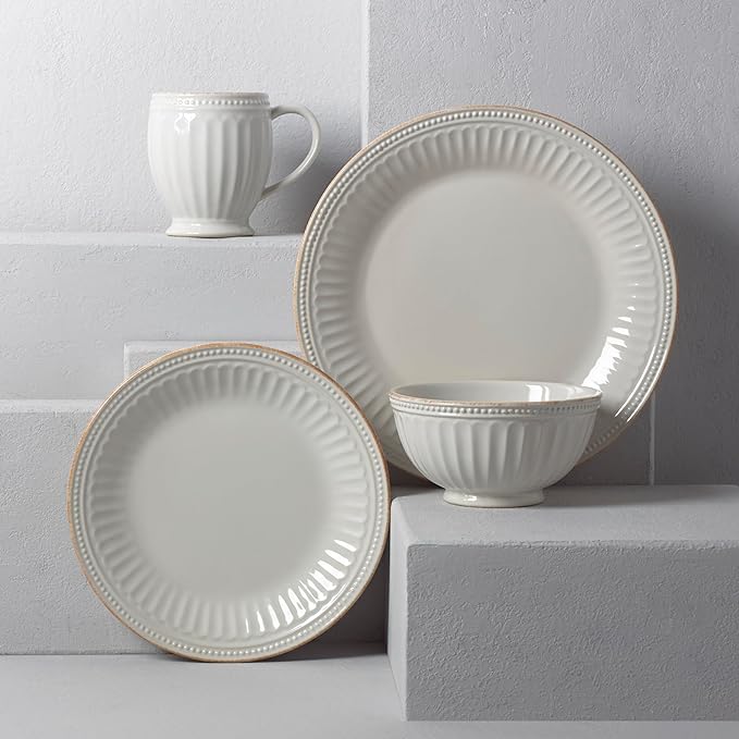 Lenox White French Perle Groove 4Pc Place Setting 6.95 LB