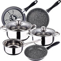 San Ignacio Kitchen Battery 5 Pieces Cassel Stainless Steel with pan Set (18/20/24 cm) MAGEFESA K2 Gransasso in enameled Steel