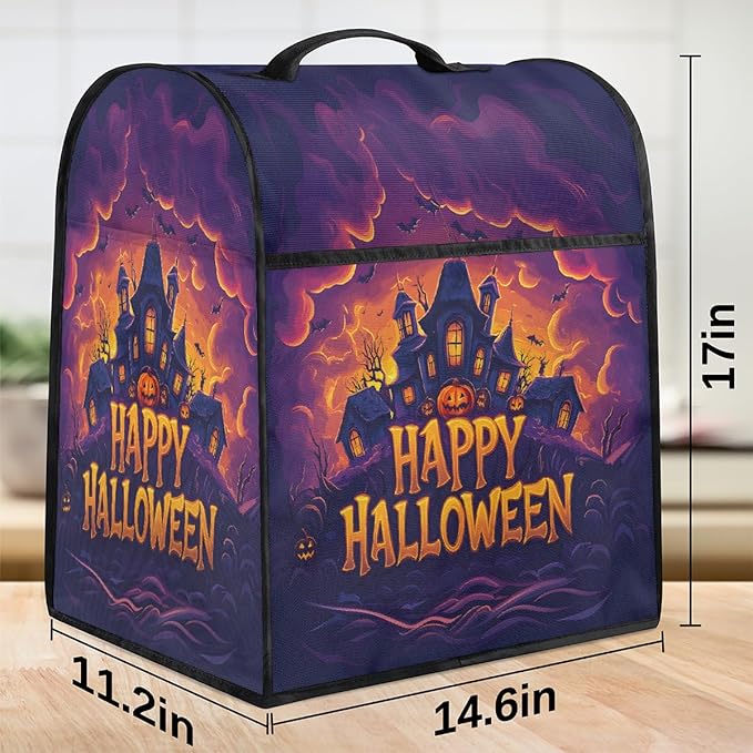 cfpolar Kitchen Aid Mixer Cover Compatible with 6-8 Quarts Halloween House Night Decor Stand Mixer Cover Kitchen Aid Mixers Accessories Appliance Organizer Bag Dust Covers with Zipper Pocket