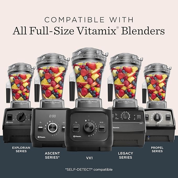 Vitamix 48-Ounce Blender Container with SELF-DETECT Dishwasher-Safe BPA-Free Container Laser-Cut Stainless-Steel Blades Tamper Included Compatible with All Full-Size Vitamix Blenders