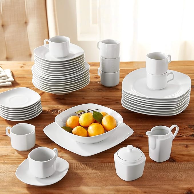 10 Strawberry Street 45-Piece Square Dinnerware Set White