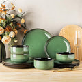 LERATIO Ceramic Dinnerware Sets for 4Porcelain Plates and Bowls SetsHandmade Reactive Glaze Dishes SetOven&ampDishwasher &amp Microwave SafeService for 4