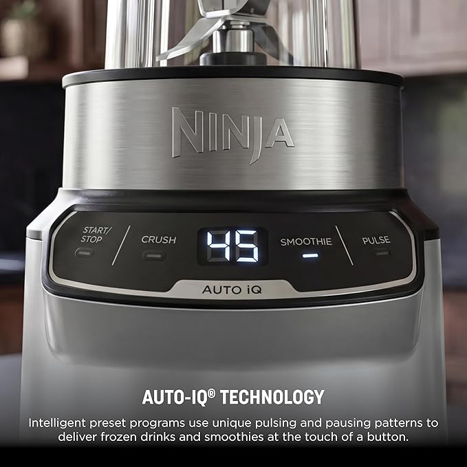 Ninja | Blender | Nutri Pro | Single Serve | For Smoothies Salsa Shakes and Frozen Drinks | Includes 2 Smoothie Cups &amp Lids | Crushes Ice Fruit &amp Veggies |Silver | BN401