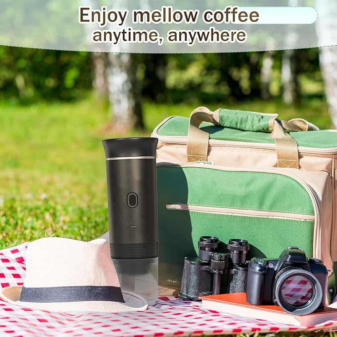 3-in-1 Portable Coffee Maker Self-Heating Espresso Machine USB Rechargeable Travel Coffee Maker Compact for Office Travel Camping - Black