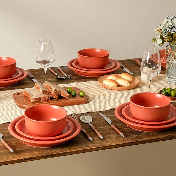 30 OZ Cereal Bowl 6 Inch Ceramic Bowls Sets for 4 Suitable for Breakfast Soups Ramen Pho Udon and Ssoba Dishwasher &amp Microwave Safe Handcrafted Bowls Sets Terracotta Red