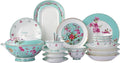 Fine Bone China Dinnerware SetPorcelain&ampCeramic Dinnerware SetsBone Stoneware &amp Ceramic Cookware Tableware Set Includes Dinner Plates|Spoons|Pasta Bowls|Soup Pot|Chopsticks (26PCS * 6-Person