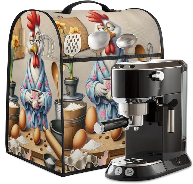 Kitchen Aid Mixer Cover Flower Rooster Funny Stand Mixer Cover Compatible with 6-8 Quarts Stand Mixers Dust Covers with Zipper Pocket Foldable Washable Kitchen Aid Organizer Bag