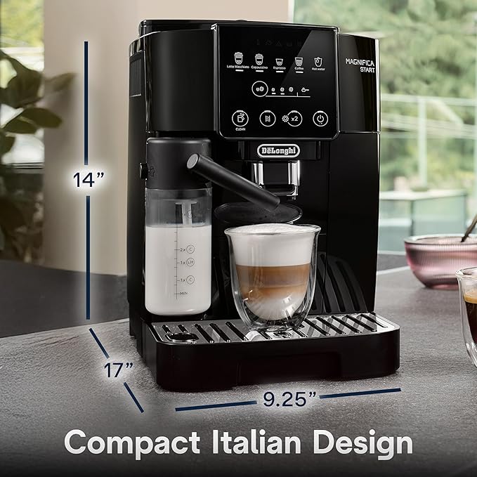 De'Longhi Magnifica Start Automatic Espresso Machine with Auto Milk Frother &amp Built in Grinder - 5 One-Touch Recipes Easy-to-Clean Home Barista Coffee Maker for Lattes Cappuccino Iced Coffee