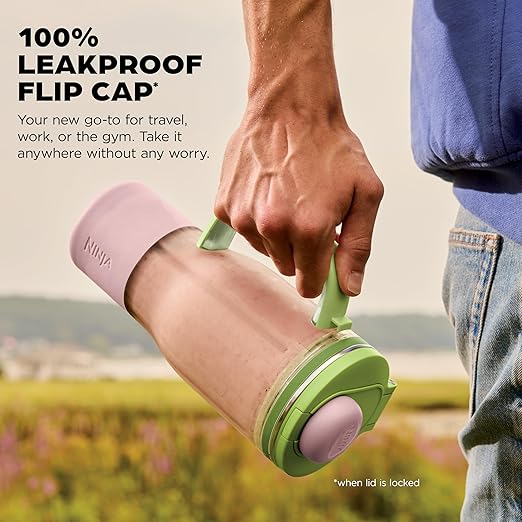 Ninja Blendboss™ | Personal Blender for Smoothies &amp Frozen Drinks | 26oz Travel Tumbler with LeakProof Lid Chug Spout &amp Detachable Straw | Auto-iQ Technology | Watermelon Bubble Gum | DB351GN