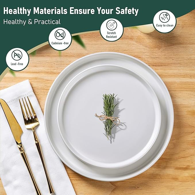 AmorArc Ceramic Dinnerware Sets for 4Stoneware Plates and Bowls SetsChip and Crack Resistant | Dishwasher &amp Microwave Safe Ceramic DishesService for 4 (12pc)-White