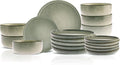 Karaca New Skal 18-Piece Dinnerware Sets for 6 People Modern Design Stoneware Dinner Set Kitchen Plates Bowls Reactive Glaze Dishwasher &amp Microwave Safe Dish Set